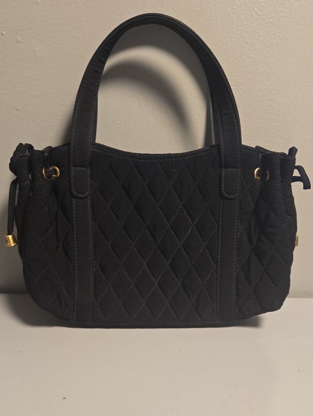 Vera Bradley Quilted Black Tote with Gold Accents
